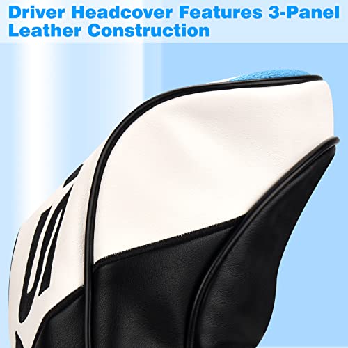 Golf Head Cover for Woods and Driver - 3-Panel Synthetic Leather, Driver Headcover