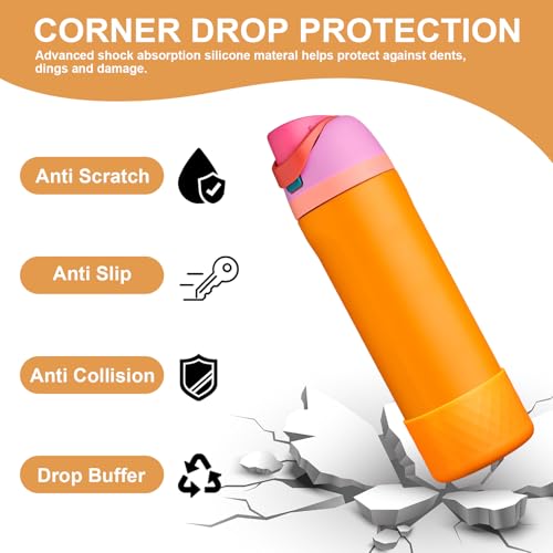 Silicone Boot for Owala 24 oz Water Bottle - Orange Anti-Slip Sleeve