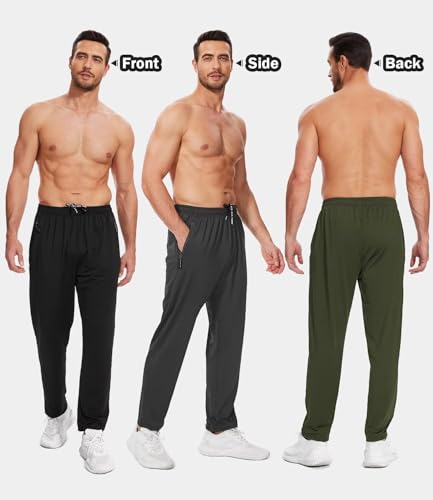 Lomsoe 3-Pack Men's Athletic Workout Pants X-Large Black Grey Light Grey