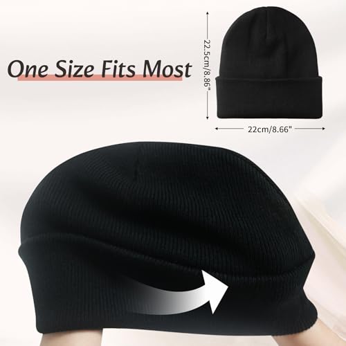 Satin Lined Beanie for Women - Warm Winter Hat, Black