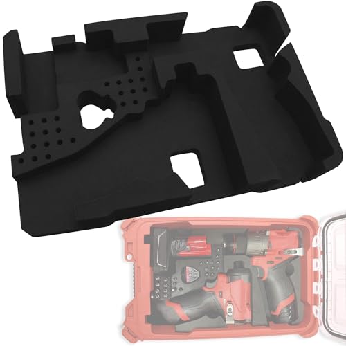 EVA Liner Organizer for Gen 3 M12 Drill Driver 3497-22(3404-20&3453-20), Compatible with Milwaukee 48-22-8435 Packout Tool Box - Precision-Cut Insert, Black