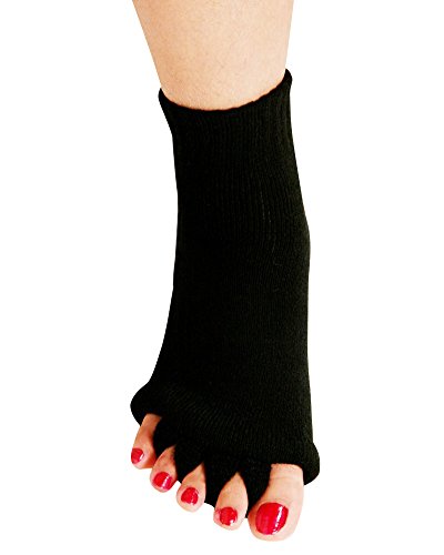 Nachvorn Black Five-Toe Separator Socks for Foot Pain Relief & Alignment, Yoga & Sports Use
