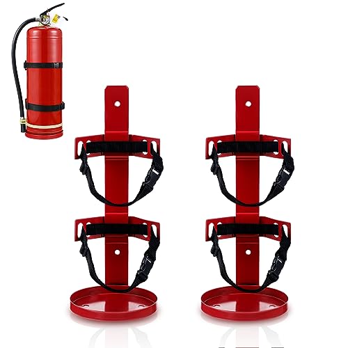 Suzile Fire Extinguisher Metal Bracket Holder Wall Mount Compatible with 5 Pound Fire Extinguishers(2 Pcs)