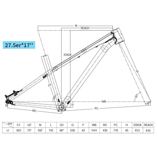 27.5'' Hardtail Mountain Bike Frame - Aluminum Alloy, Black