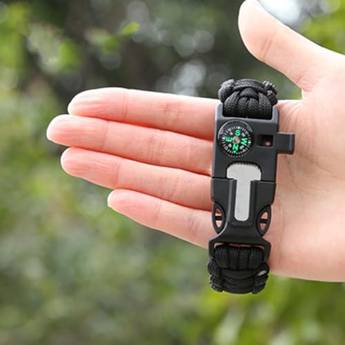 Durable Paracord Wristband for Outdoor Survival - Black