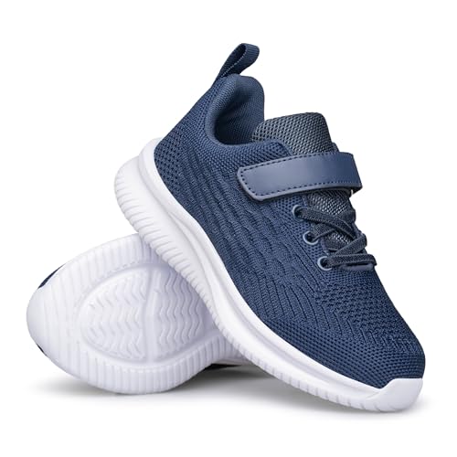 Arskyllen Boys Girls Sneakers - Lightweight Breathable Non-Slip Running Shoes, Navy Blue, 13 Little Kid