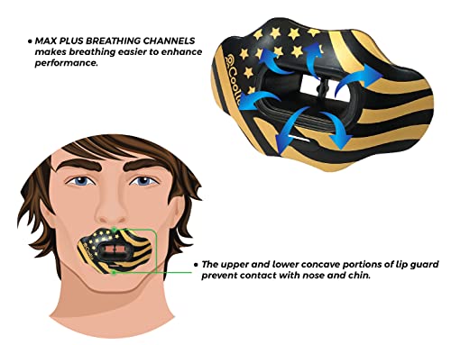 COOLLO SPORTS Lip Guard Mouth Guard for Football – MAXX with Case, American Flag Gold, One Size 8+