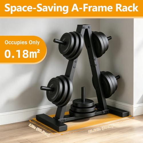 Weight Plate Rack Tree Holds 300 LBS | 1-Inch Standard Weight Plates