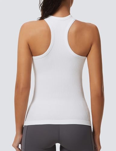 Seamless Workout Tank Top for Women - White, Small