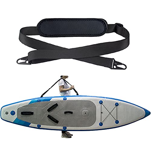Adjustable SUP Paddle Board Carrier Strap with Padded Shoulder Belt and Metal Hooks