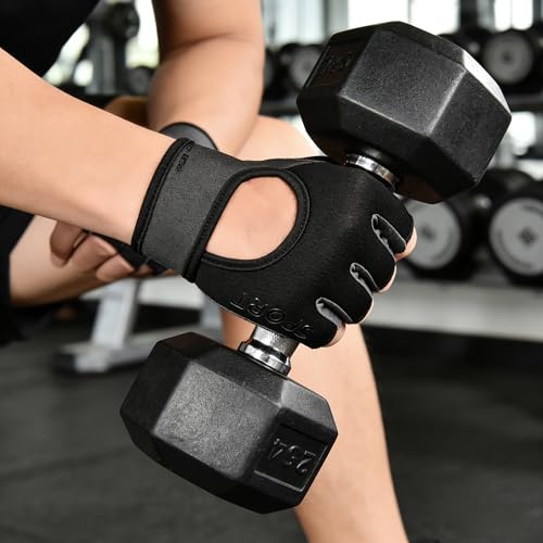 Fingerless Workout Gloves for Men & Women - Medium Black