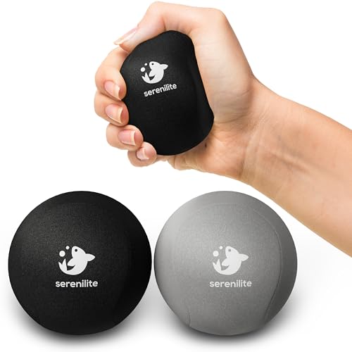 Serenilite Black & Grey Stress Ball for Adults – Hand Therapy & Grip Strengthener