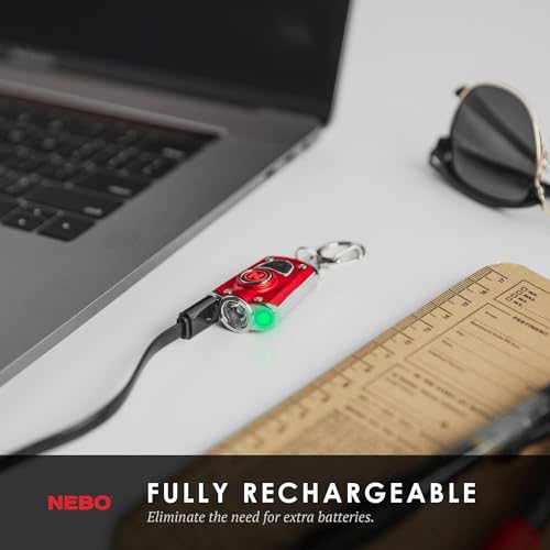 NEBO Mycro Rechargeable LED Keychain Light | Key Ring Flashlight Features 6 Light Modes,