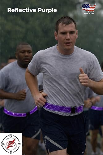 Reflective Running Belt - High Visibility Adjustable Belt - Purple
