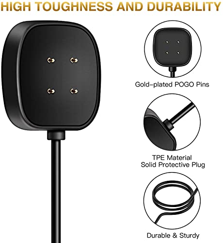 Smartwatch Charging Cable - 2-Pack 3.3ft & 1ft for Fitbit Sense/Versa 3