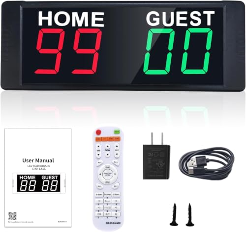 Portable Digital Scoreboard with Remote - Plug-In Red & Green