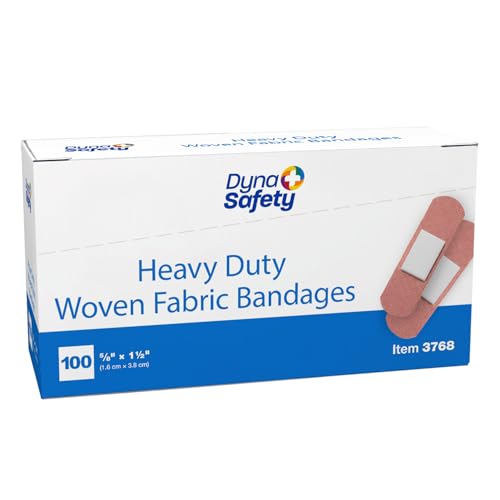 Heavy Duty Adhesive Fabric Bandages - 5/8" x 1.5" - 100 Pack
