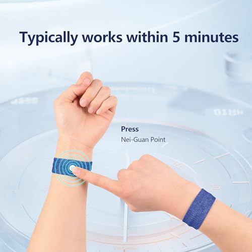 Acupressure Motion Sickness Wristbands for Nausea Relief - Dark Blue, 2 Pairs