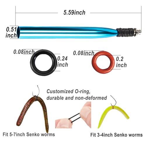 Wacky Rig Tool Kit with 160 O-Rings - Blue Fishing Rigging Tool