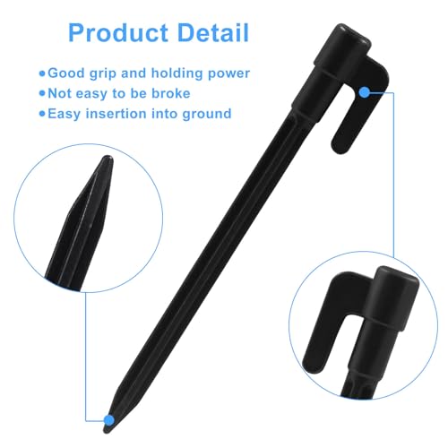 24 Pack 5.7 Inch Plastic Tent Stakes - Durable Canopy Anchoring Pegs - Black