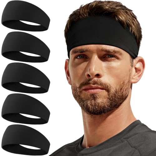 Moisture-Wicking Headbands - 5 Pack Non-Slip Workout Gear