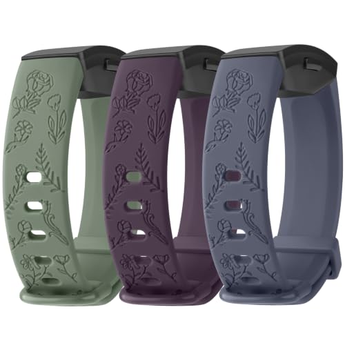 Silicone Sport Watch Bands for Fitness Tracker - Blue Gray, Purple, Green - Large