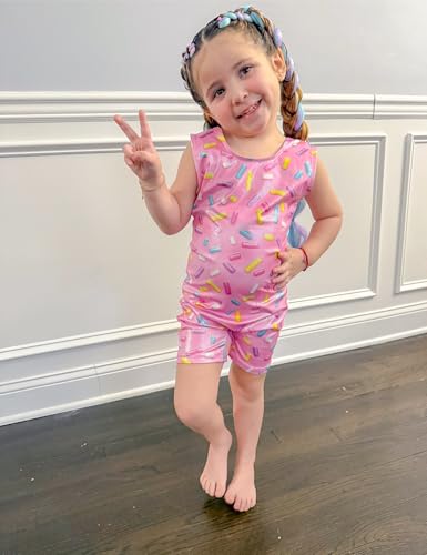 Gymnastics Leotard for Girls 2-9Y with Shorts - Rainbow Candy