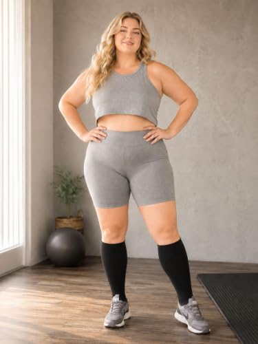 Plus Size Compression Leg Sleeves for Women& Men 15-20mmHg Wide Calf