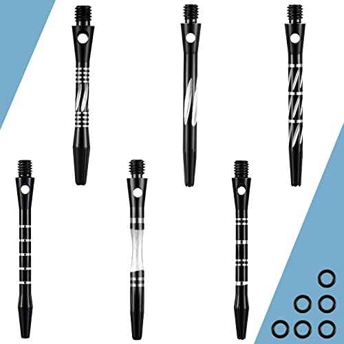 Black Style Aluminium Dart Shafts 50/53mm with Rubber Rings - Skylety 30 Pcs