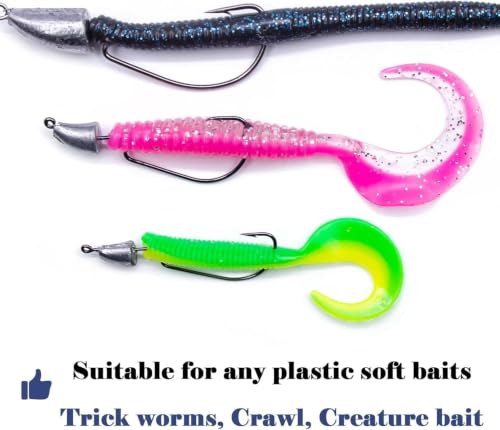 10-Pack 1/4 oz Weighted EWG Hooks for Texas Rig Bass Fishing