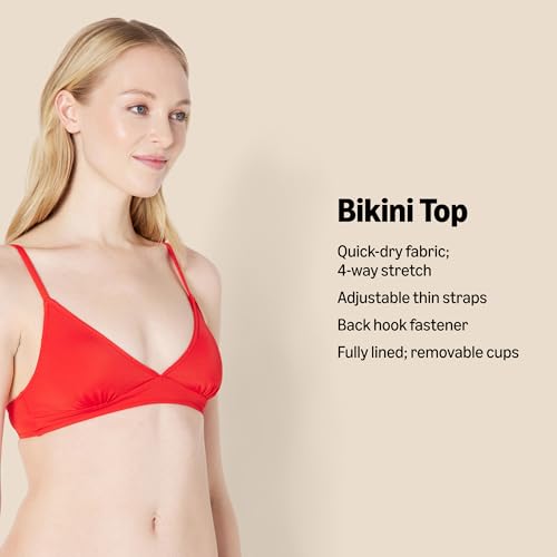 Light-Support Triangle Bikini Swimsuit Top - Adjustable Straps, Small Deep Blue