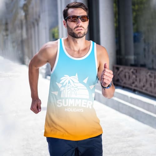 Men's Summer Beach Tank Top - American Flag Print - Medium