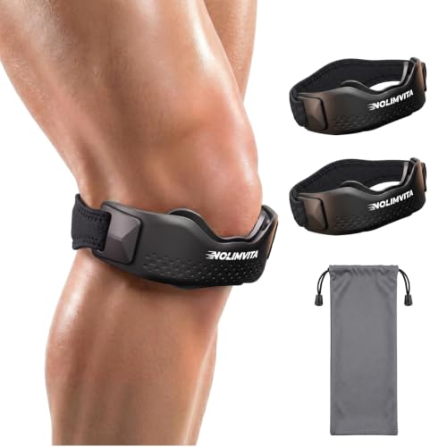 Nolimvita Patellar Tendon Support Strap Knee Brace - Black, Adjustable Dual Length