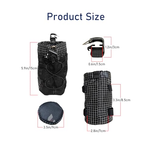 FIOTCEL Black 2-Pack Ultralight Water Bottle Pouch for Backpack Fits 8-24oz
