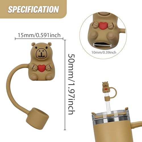 Cute Bear Straw Topper - Reusable 10mm Silicone Straw Cover for Tumblers