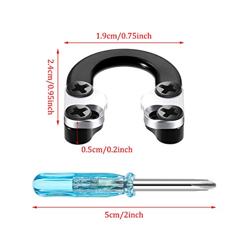 Archery D Loop Set - 2 Metal U Nock D Rings with Screwdrivers, Black