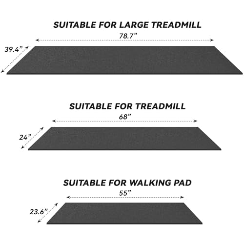 Treadmill Mat for Carpet & Hardwood Floors - Black, 79" x 39"