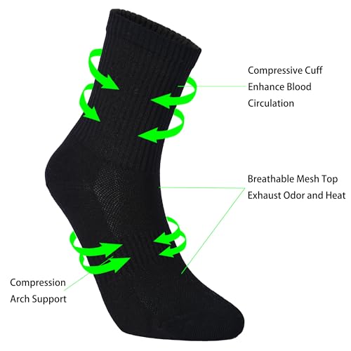 WindCrosser Men's Large Black Ankle Socks 6 Pairs Anti-Odor Seamless Cotton