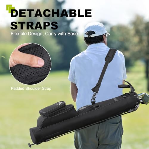 Lightweight Golf Stand Carry Bag - Durable Black Golf Bag, 31.5 Inches