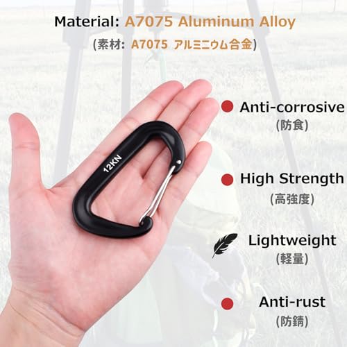 12kN Aluminium Carabiner Clips - 4 Pack Wiregate - Orange