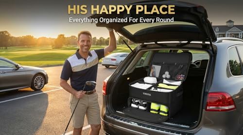 Golf Trunk Organizer for Car - 2 Layer with Shoe Storage - Standard Black