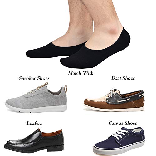 JORMATT Men's & Women's No Show Cotton Invisible Low Cut Socks 6 Pairs Black, White, Grey