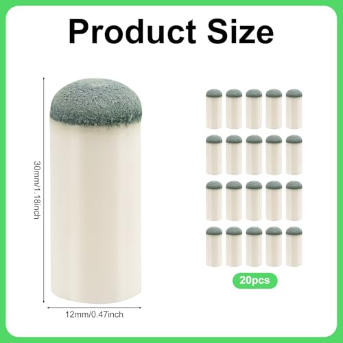 20pcs Pool Cue Tips Replacement Kit - 12mm Billiard Accessories