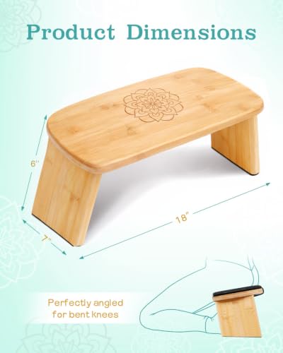 Folding Bamboo Meditation Bench with Cushion & Carry Bag - Black