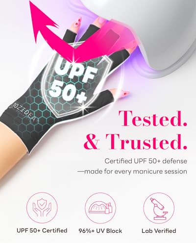 UV Protection Gel Manicure Gloves - Black, Regular Size