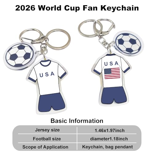World Cup Soccer Keychain - Football Fan Souvenir Accessory - Spain (2PCS)