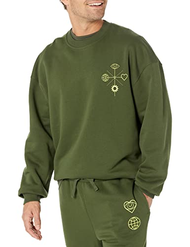Men's Oversized-Fit Crewneck Sweatshirt - Large / Dark Olive