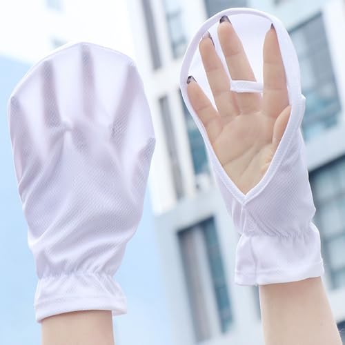 UV Protection Fingerless Gloves for Women - White & Black