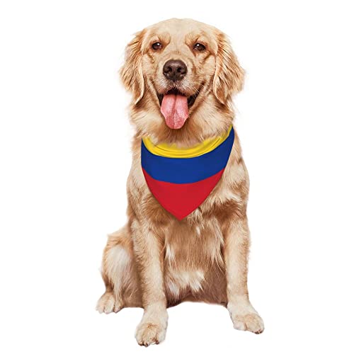 Colombia Flag Dog Bandana - Adjustable Triangle Scarf for Pets