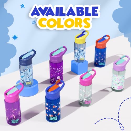 Kids Water Bottle with Straw - 15 oz - BPA-Free - Mermaid